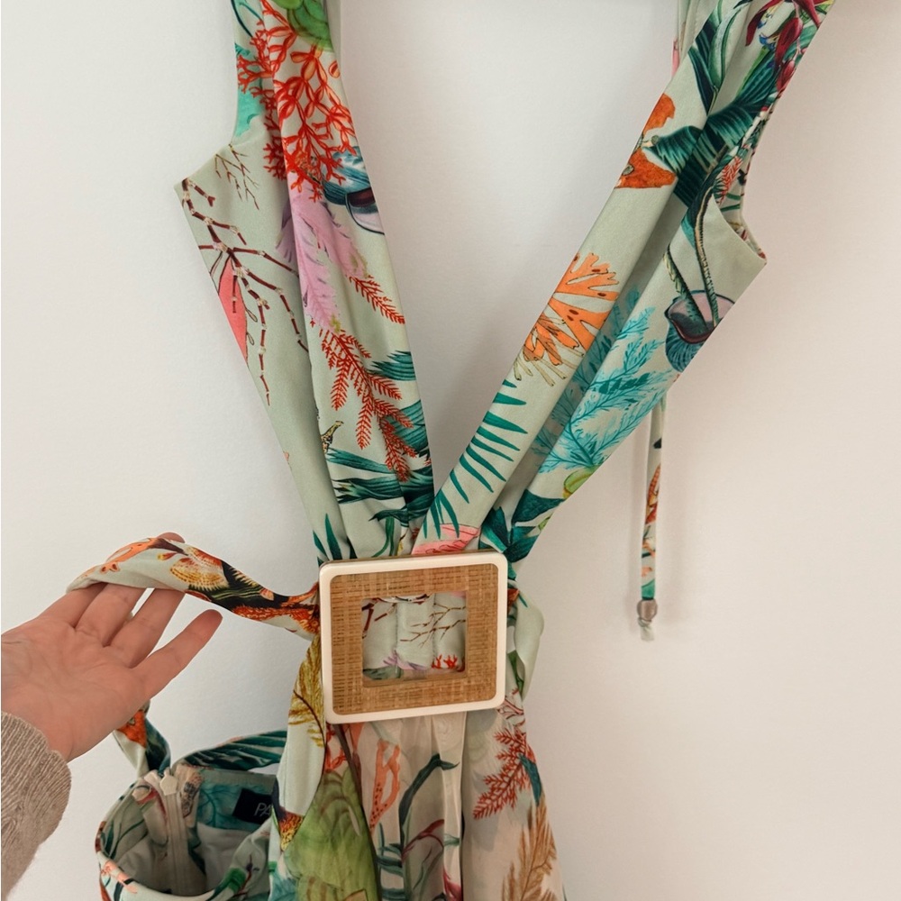 PatBO Tropical Floral High-Low Dress in Green, Pink, Peach - Picture 4 of 6